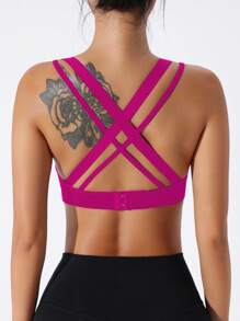 Easithlete 無縫背心運動胸衣 - 玫紅色 - 查看 4