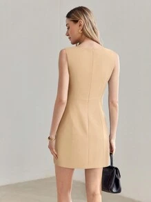 MOTF PREMIUM VESTIDO MINI CON CIERRE TRASERO SÓLIDO - Albaricoque - Ver 7