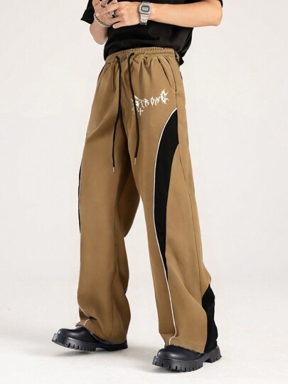 Street Life Pantalones casuales con estampado de eslogan para hombre, adecuados para primavera y verano