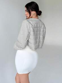 Aloruh Women Solid Color Fluffy Short Cardigan Jacket, Autumn/Winter