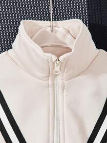 Tween Girl Casual Athletic Ribbed Zipper V-Neck Pullover Sweatshirt For Autumn/Winter