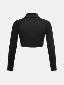 SHEIN Tween Girl 弹力透气运动夹克，时尚吸汗，跑步运动