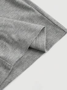 SHEIN MOD 女式夏季纯色休闲垂领腰部荷叶边阔腿连体裤 - 淺灰色 - 查看 4