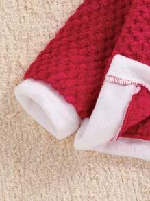 Infant Girls' Christmas Red Casual Fleece Hooded Jacket - Red and White - View 5