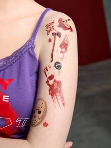 WB Horror X SHEIN 1 pieza Tatuaje temporal con diseño de horror - Multicolor - Ver 5
