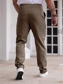 Manfinity Homme Men's Solid Color Pleated Straight Leg Loose Casual Trousers