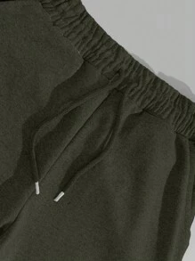 RueChic Cotton Men's Striped Drawstring Waist Pockets Relaxed Fit Sweatpants - Army Green - View 4