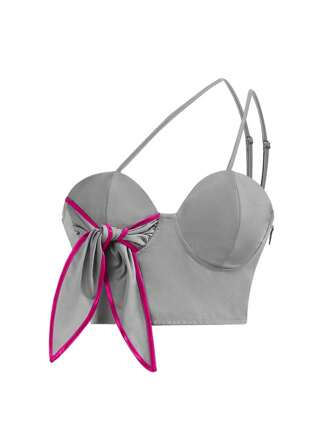 NAFA Still Woman デザイナー レディース サマー カラーブロック リボンディテール キャミソール トップス、サンクスギビング、ホリデー向け