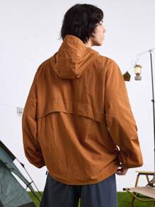 In My Nature Men's Letter Printed Raglan Sleeve Loose Fit Casual Hooded Outdoor Jacket