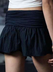 INAWLY Women's Solid Color Pleated Casual Summer Shorts - Royal Blue - View 2