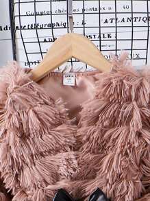 Elladie kids 3 件套年轻女孩毛茸茸棕色优雅吊带背心、长裤和舒适外套套装 - 棕色 - 查看 6