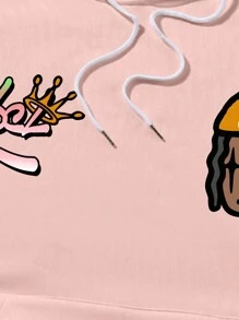 Aesthetic Post Áo hoodie in hình nhân vật hoạt hình cho nam, áo nỉ dài tay họa tiết kỳ nghỉ, áo hoodie dài tay, quà tặng cho bạn bè, chồng, bạn trai - Hồng - Xem 5