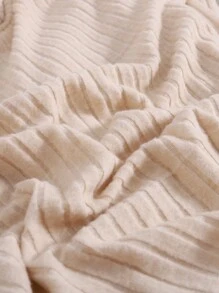 SHEIN 4pcs Tween Girl Loose Retro Knitted Turtleneck Loose Ribbed Long Sleeve T-Shirt And Wide Leg Pants Two-Pieces Set - Multicolor - View 7