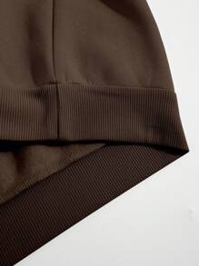 INAWLY Letter Print Hooded Long Sleeve Sweatshirt - Chocolate Brown - View 3