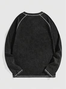 ROMWE MEN Street Life Camiseta casual de manga larga tipo raglán con estampado de estrella de cinco puntas, corte holgado para hombre, primavera y verano