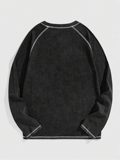 Street Life Camiseta casual de manga larga tipo raglán con estampado de estrella de cinco puntas, corte holgado para hombre, primavera y verano