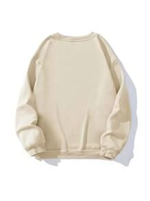 INAWLY 圣诞小狗印花圆领卫衣，长袖套头衫，秋季款 - 米色 - 查看 2