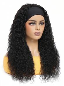 Water Wave Headband Wig Natural Black Color Unprocessed Brazilian Virgin Human Hair Machine Made Wig Easy To Wear Wig For Women - Natural Black - View 6