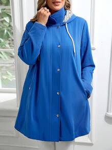 EMERY ROSE 大码女式纯色前拉链长袖休闲风衣