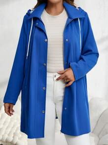 EMERY ROSE 大码女式纯色前拉链长袖休闲风衣