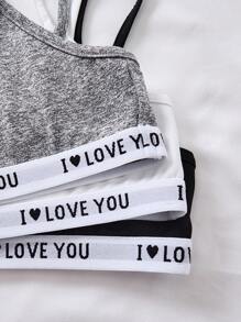 SHEIN 3pcs/Set Tween Girls Casual Simple Letter Print Soft Breathable Training Sports Bra Set - Multicolor - View 4