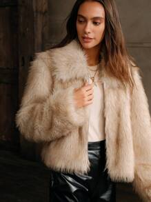 Anewsta 蓬松蓬松短款经典女士夹克