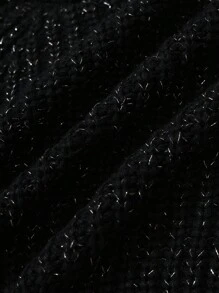 SHEIN EZwear Plus Size Women's Sequin Embellished Long Sleeve Cardigan - Black - View 4