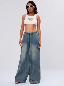 MUSERA Racer Style Cocktail Graphic Crop Tank Top Casual Summer Vacation Spring Festival Holiday - White - View 4