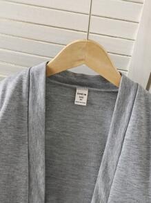 Girls Casual Long Sleeve Solid Knitted Cardigan Sweater Outerwear, Comfortable And Soft Fabric, Suitable For Daily Wear And School, Fashionable Style