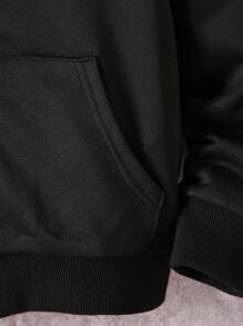 SHEIN Explorewe Tween Boys Letter Print Hooded Sweatshirt For Spring And Autumn - Black - View 5