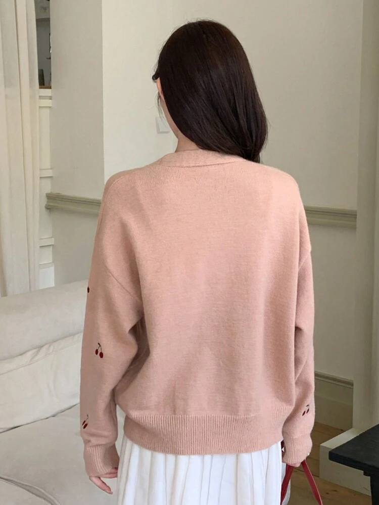 Women's Cherry Blossom Oversized Cardigan Sweater,Long Sleeve Tops,Fall Clothes