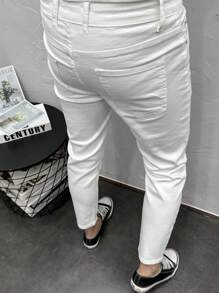 Manfinity Homme Pantalones de traje rectos casuales/de oficina con bolsillos para hombres - Blanco - Ver 2