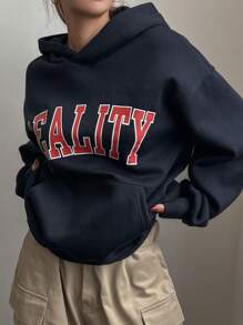 DAZY 女式字母印花超大连帽衫，秋装
