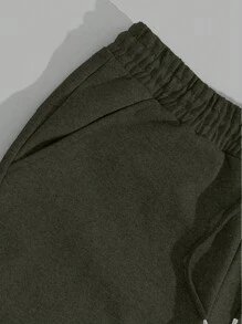 RueChic Cotton Men's Striped Drawstring Waist Pockets Relaxed Fit Sweatpants - Army Green - View 6