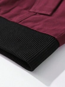 Manfinity Homme Men Flap Pocket Zip Detail Jacket - Maroon - View 4