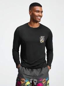 Manfinity KASUA Camiseta de manga larga con estampado de surf para hombre