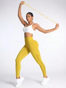 Core Rhythm Women's Solid Color Seamless Ribbed Leggings Yoga Pants