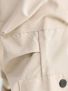 SHEIN 男童直筒褶皱口袋休闲工装裤 - 米色 - 查看 3