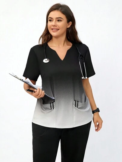 TaskEZ 女士手术服上衣 - 甜心 V 领手术服上衣，女士短袖 V 领护士制服，带 2 个口袋 T 恤