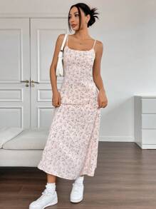 SHEIN EZwear Pink Ditsy Floral Woven Cami Dress For Women,Summer Dresses For Women,Pastel Dresses For Women - Pink - View 7