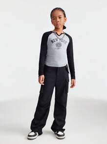 SHEIN Tween Girls Fall/Winter Daily Wear Sportswear Cargo Pants For Back To School