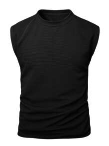 Manfinity Homme Camiseta de tirantes ancha con textura lisa casual para hombre, verano