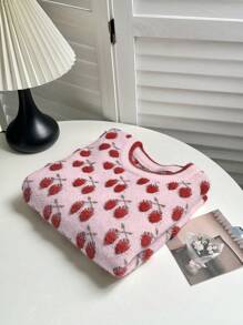 SHEIN Unity 女士全印花圆领针织毛衣 - 粉色 - 查看 5