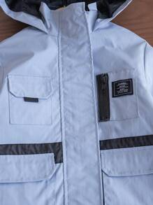 SHEIN 1 قطعة جاكيت رياضية خارجية كاجوال للأولاد مع جيوب متعددة، مناسبة للخريف/الشتاء