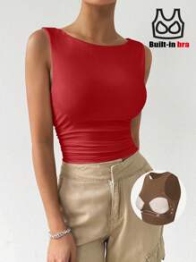 SHEIN EZwear Đồ lót áo hai dây - Đỏ - Xem 1