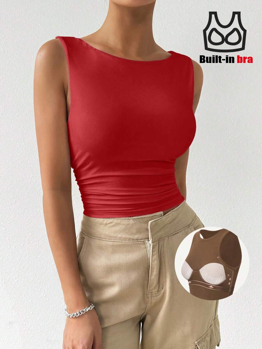 SHEIN EZwear Đồ lót áo hai dây - Đỏ - Xem 1