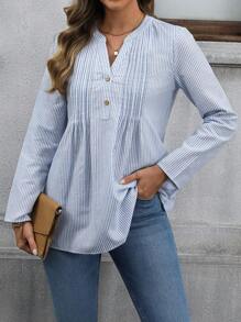 EMERY ROSE Going Out Tops Women Women's Shirt Long Sleeve Women Blouses Long Sleeve Women Tops Homecoming Fall Clothes Fall Women Shirts Fall Women Clothes White Button Up Costume Winter Women Outfits Winter Women Clothes Women Costumes Long Sleeve Shirt - Multicolor - View 5