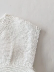 SHEIN LUNE Suéter casual de hombros abiertos de manga larga con dobladillo asimétrico de unicolor para mujeres de tallas grandes