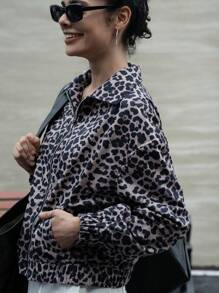 INAWLY Leopard Print Long Sleeve Jacket For Women Fall Cloth For Women - Multicolor - View 4