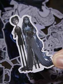 Corpse Bride X SHEIN 56张卡通人物图案贴纸套装，情侣婚礼、礼物、情人节 - 彩色 - 查看 3